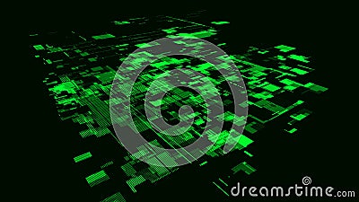 Vector digital database cyberspace. Decoding algorithms hacked software. Cyber security with moving particles. Big data Vector Illustration