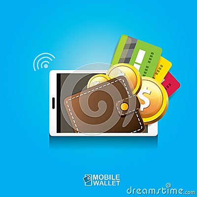 Vector digital mobile wallet vector concept icon. Vector Illustration