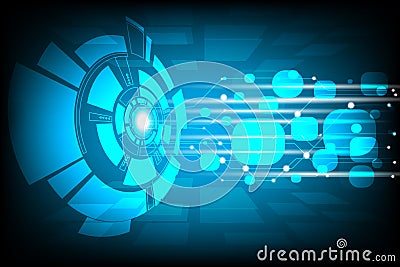 Vector digital technology concept,Blue abstract technological background with various technological elements, Vector Illustration