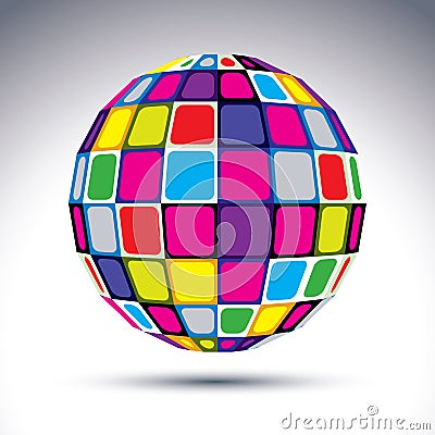 Vector dimensional modern abstract object, 3d disco ball. Psyche Vector Illustration