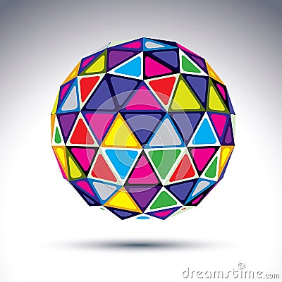 Vector dimensional modern abstract object, 3d disco ball. Psyche Vector Illustration