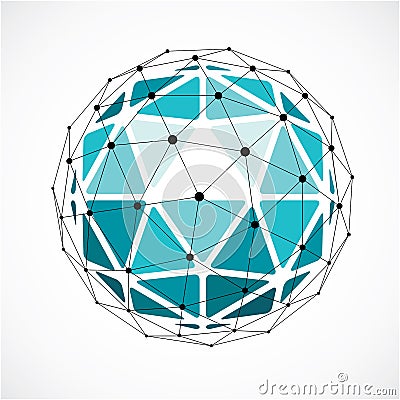 Vector dimensional wireframe low poly object, green spherical sh Vector Illustration