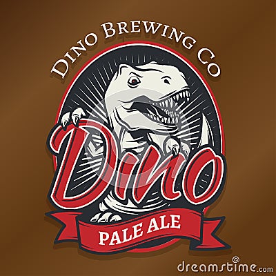 Vector dino craft beer logo concept. T-rex bar insignia design Vector Illustration