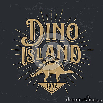 Vector dino island logo concept. Stegosaurus national park insignia design Vector Illustration