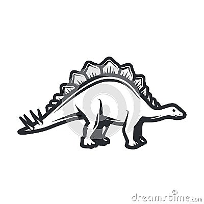 Vector dino Logo concept. Stegosaurus insignia design. Jurassic dinosaur illustration. T-shirt concept on white Vector Illustration