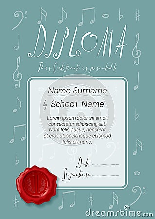 Vector diploma certificate for kids Vector Illustration