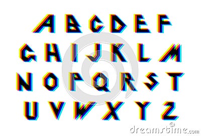 Vector distorted glitch font Vector Illustration