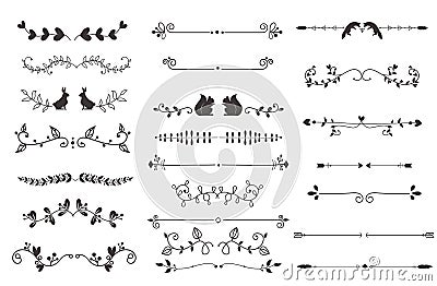 Vector dividers calligraphic line element. Vector Illustration