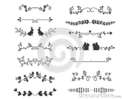 Vector dividers calligraphic line element. Vector Illustration