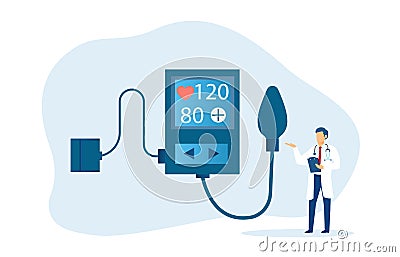 Vector of a doctor advising on normal parameters of blood pressure Stock Photo