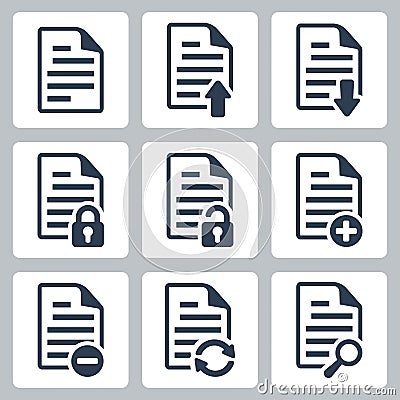 Vector document icons set Vector Illustration