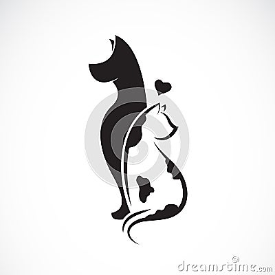 Vector of dog and cat on a white background. Pet. Animals. Easy editable layered vector illustration Vector Illustration