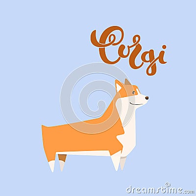 Vector dog corgi with handwritten lettering Vector Illustration