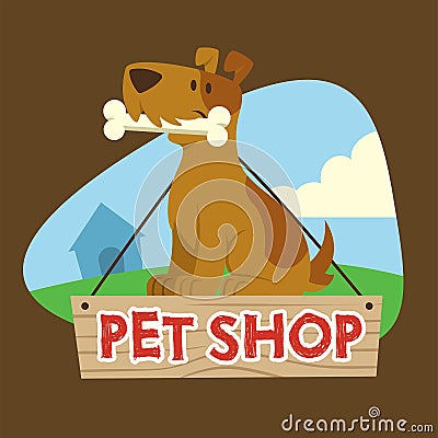 Dog sign for petshop mascot Vector Illustration