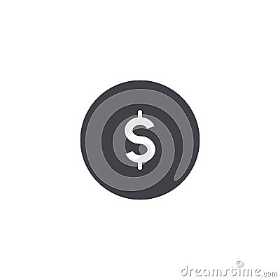Vector dollar coin icon. Money sign. Currency symbol. Finance illustration. Earnings symbol. Cash sign Vector Illustration