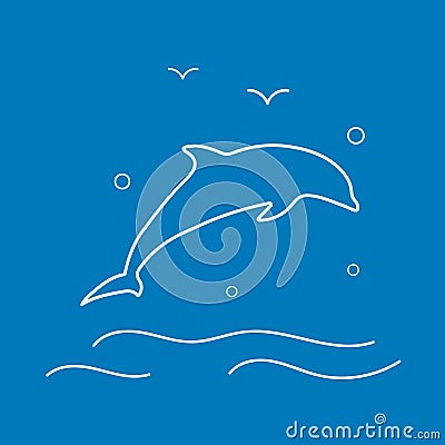 Vector Dolphin Line Icon. Vector Illustration