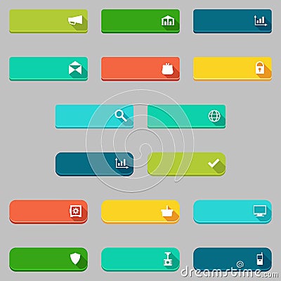 Vector donate and buying concepts flat buttons set. Vector Illustration