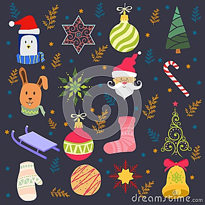 Bundle christmas theme collection design vector Vector Illustration