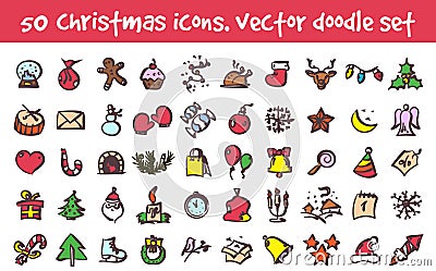 Vector doodle christmas icons set Vector Illustration