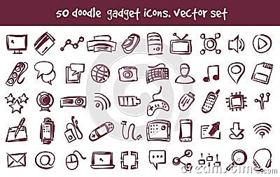 Vector doodle gadget icons set Vector Illustration