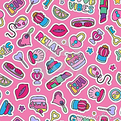 Vector doodle girly party seamless pattern, texture or background Vector Illustration
