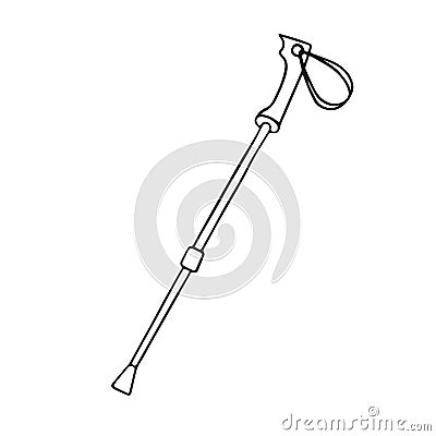 Vector doodle icon hiking stick, sports equipment, isolated Vector Illustration