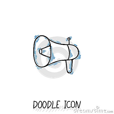 Vector doodle icon with megaphone. Speaker pictogram. Vector Illustration