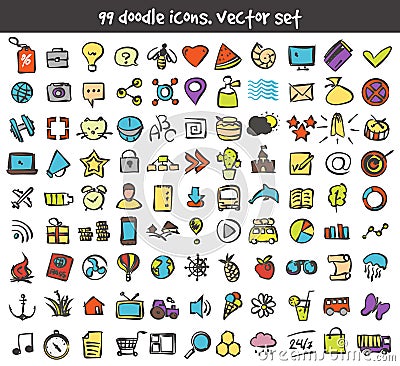 Vector doodle icons set Vector Illustration