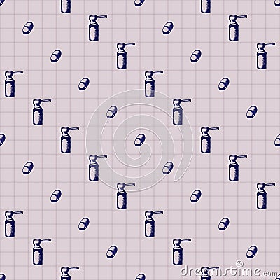 Vector doodle seamless illustration Medicine icons Vector Illustration