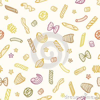 Vector Doodle Seamless Pasta Pattern Vector Illustration
