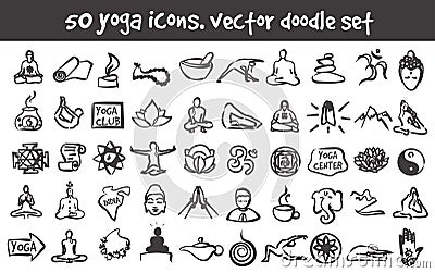 Vector doodle yoga icons set Vector Illustration