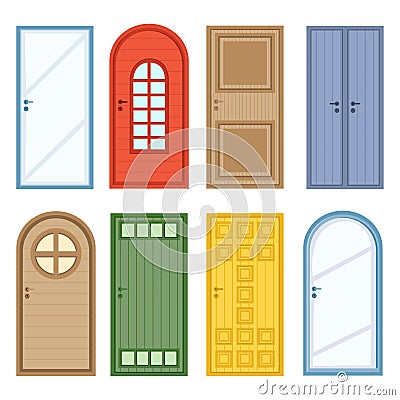 Vector doors set in flat style. Vector Illustration