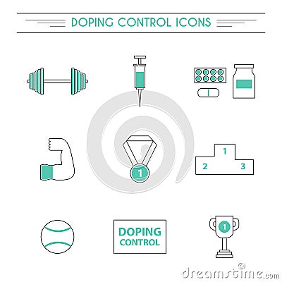 Vector doping control outline icons Vector Illustration