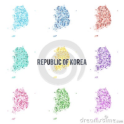 Vector dotted colourful map of Republic of Korea. Stock Photo