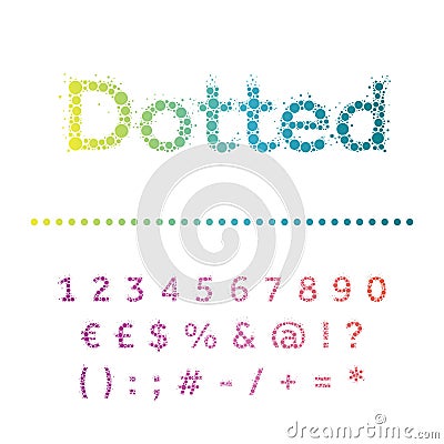 Vector dotted font. Multicircles type. Stock Photo