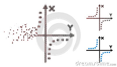 Fractured Pixel Halftone Dotted Hyperbola Plot Icon Vector Illustration