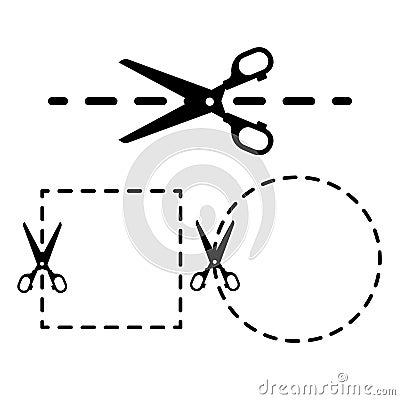 Vector dotted lines with scissor icon set Vector Illustration