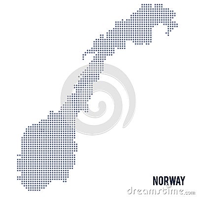 Vector dotted map of Norway isolated on white background . Vector Illustration