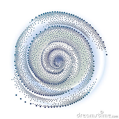 Vector dotted top view spiral of Tornado or Typhoon or Hurricane isolated on white background. Dotted swirl of Whirlwind storm. Vector Illustration