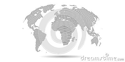 Vector dotted world map. Grey halftone color. 3d graphic background. Vector Illustration
