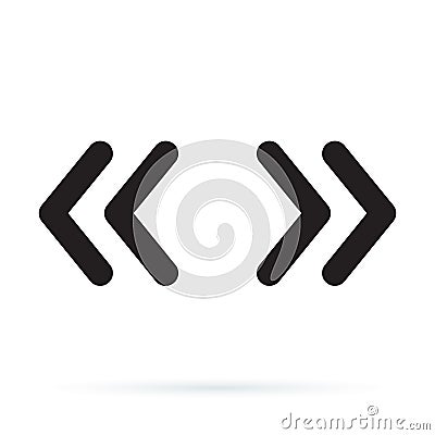 Vector double rounded chevron arrows. Fast forward, skip or next and previous sidebar tab icon. Stock Photo