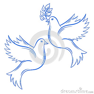 Vector Doves. Hand drawn Dove of Peace illustration and dove wit Vector Illustration