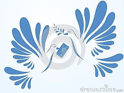 Vector doves. Illustration of two doves flying. Stylized birds Vector Illustration