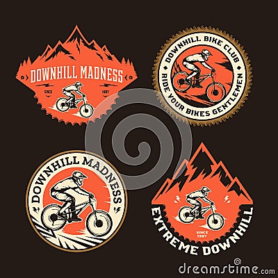 Vector downhill mountain biking badges Vector Illustration