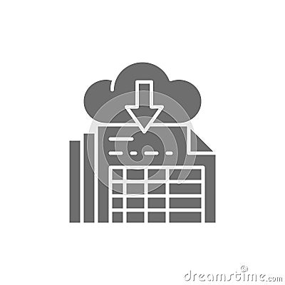 Vector download documents, cloud storage grey icon. Vector Illustration