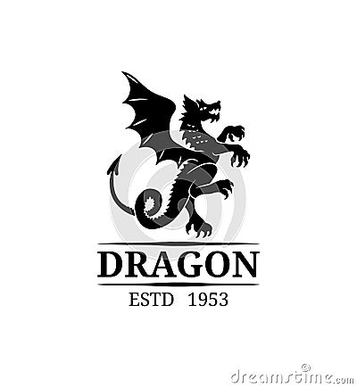 Vector dragon logo template. Luxury monogram.Graceful vintage animal symbol illustration for boutique,business card etc. Vector Illustration