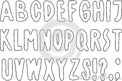 Vector image of an alphabet of outlines latin letters Vector Illustration