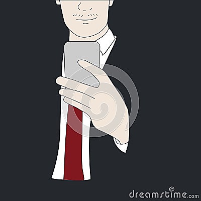 Vector of drawing businessman using mobile phone Vector Illustration