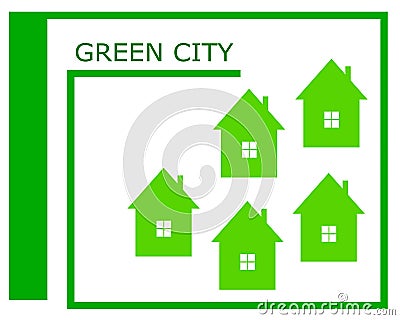 Vector drawing of a green city logo. Vector Illustration