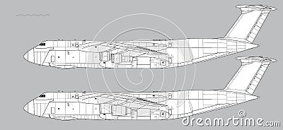 Lockheed C-5 Galaxy. C-5M Super Galaxi. Vector drawing of heavy transport aircraft. Vector Illustration